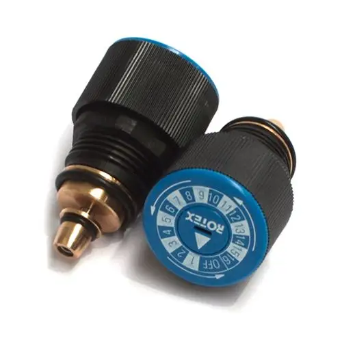 Rücklauffeinregulierventil von Daikin zur Verwendung in ROTEX HKV-Verteilern, mit Einstellring zur Regulierung des Durchflusses.